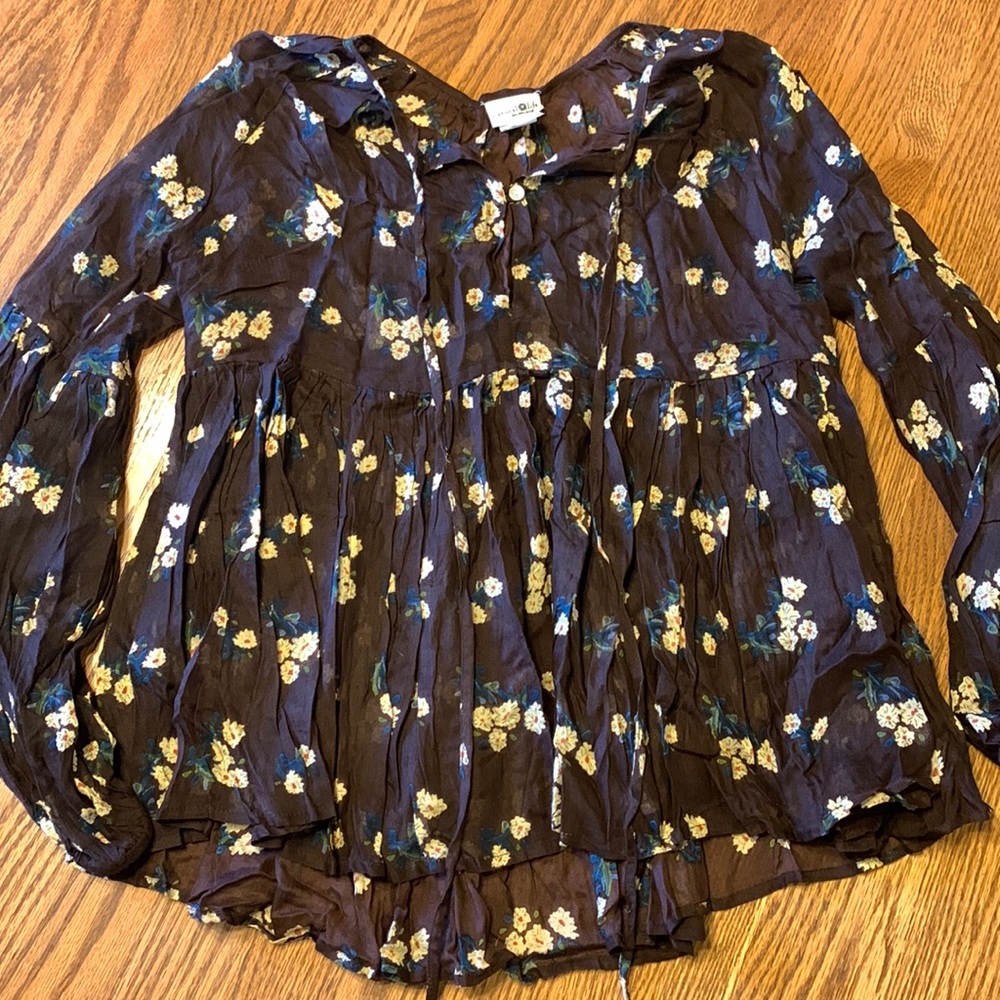 Natural Life Brown Floral Top S